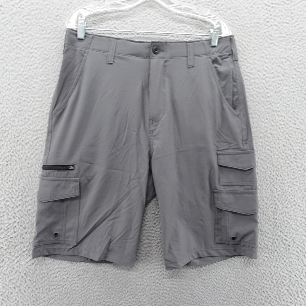 Iron Co Mens Stretch Tech Cargo Shorts Greyhound Gray Size 32 NEW